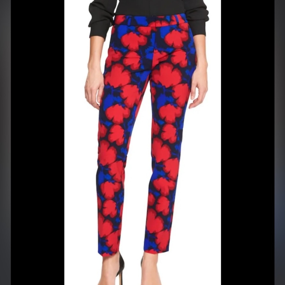 Banana Republic Ryan floral poppy‎ sateen slim pants